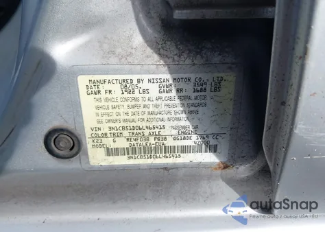 2006 Nissan Sentra 1.8S from USA, damaged, VIN 3N1CB51D06L465415